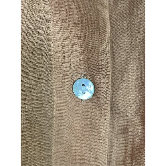 J•Jill Brown Button Front Long Sleeve Maxi Dress Cotton Beach Resort Casual XL - Picture 7 of 8